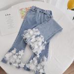 Anti Pilling Children'S Casual Trousers Breathable High Waisted Flared Jeans OEM