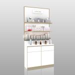 Cosmetic Store Rack White Wooden Skincare Cabinet With Light Box For Luxury Shop