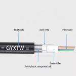 Aerial Fiber Optic Cable GYXTW 4-24 Core Single Mode G652D 8.0mm Cable OD For
