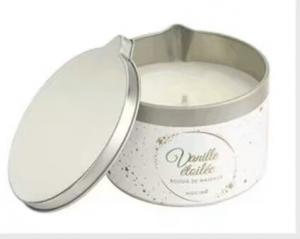 China Home scented soy  tin candle with vanilla  fragrance  be loaded in decor printed tin box on sale