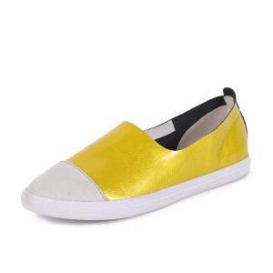 Wholesale S138 2020 new fashion personality leather handmade women's shoes trendy wear-resistant flat metal patent leather single from china suppliers