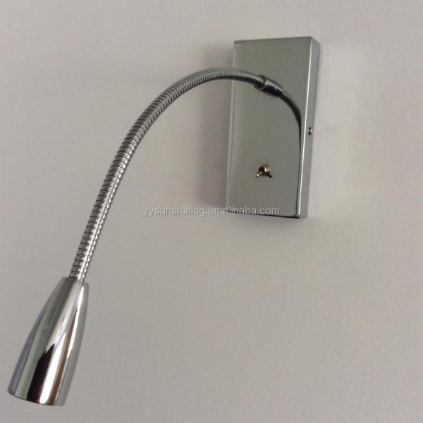Hotel Room Essential Flexible Gooseneck LED Wall Reading Lamp with LED Light