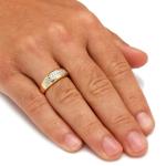 Silver / Brass Men's Prong Set Diamond Wedding Ring In 18k Gold Plating With