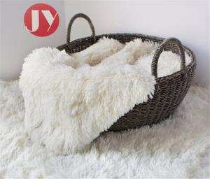 Wholesale High Pile Knitted Short Plush Material , White Patterned Plush Fabric 45mm Pile Baby Photography from china suppliers
