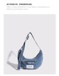 2024 CROSS-BORDER NEW UNDERARM BAG NICHE DESIGN RETRO WASH DENIM BAG SENIOR