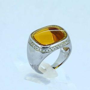 Wholesale stainless steel ring with light topaz color crystal LRX63 from china suppliers