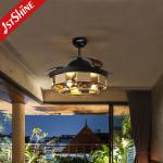 42 Inch Black Retractable Ceiling Fan With Light Remote Control