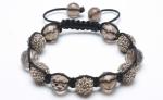 Shamballa Bracelet, Smoky Quartz Faceted Rounds & Citrine Crystal Pave Beads