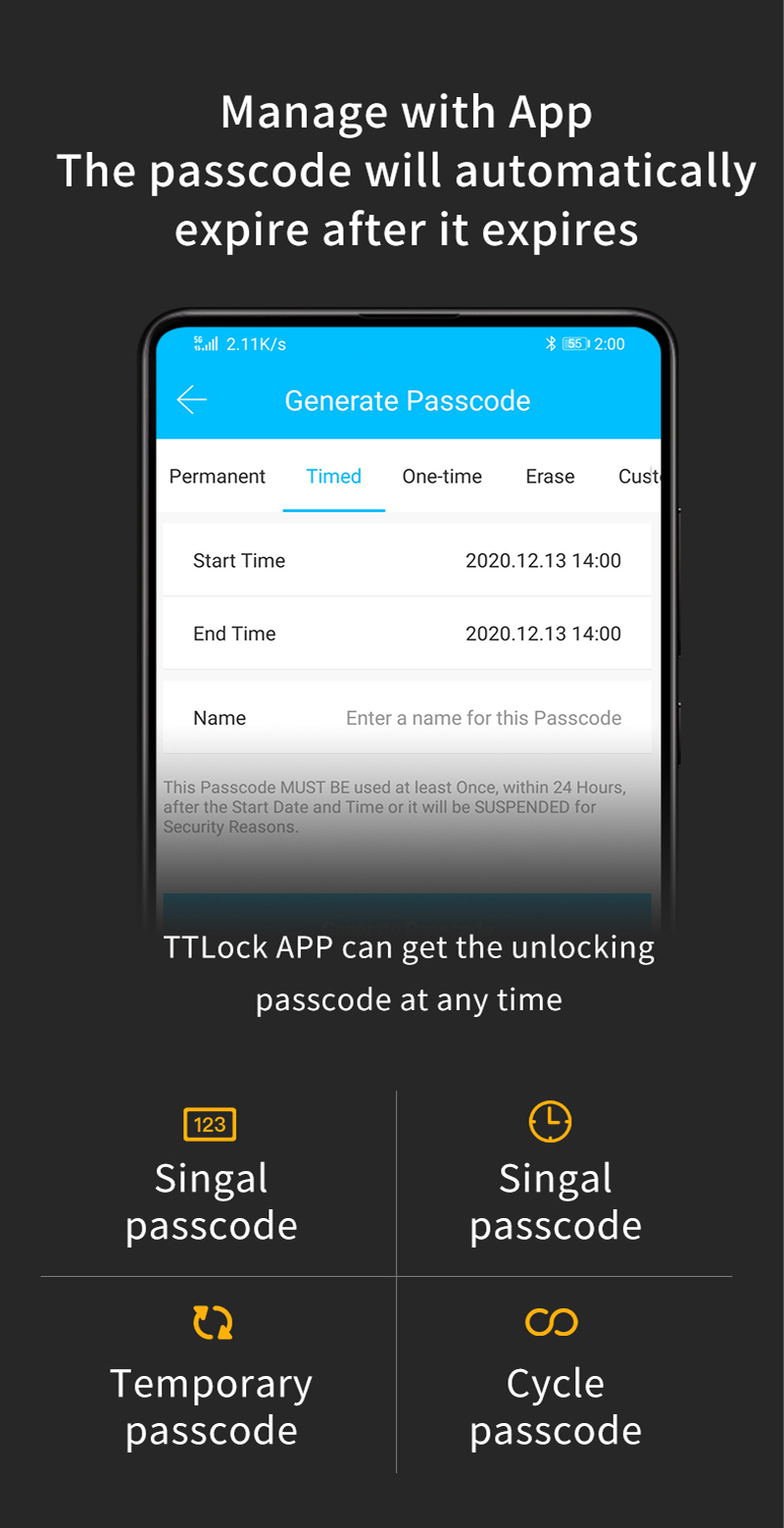 TTlock Smart Home Door Lock M1 Door Access Control Anti-theft Lock Biometric Fingerprint Lock