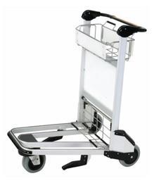 China Silver Airport Luggage Trolley Ergonomic Flat Handle With Auto Handle Brake on sale