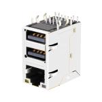LPJU4130ALNL 10/100 Base-T Tab Up Green&Orange/Yellow LED with DUAL USB RJ45