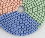 3-Color 4 Inch Diamond Wet Polishing Pads For Polishing Marble Granite Concrete