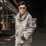Woodland Camouflage Men's Tactical Combat Jacket Hoody Winter Coat Uniform