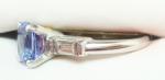 14k White Gold Oval Genuine Natural Tanzanite Ring with CZ