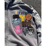 Autumn Custom Men'S Stone Acid Wash Cropped Boxy Embroidered Zip Up Hoodie