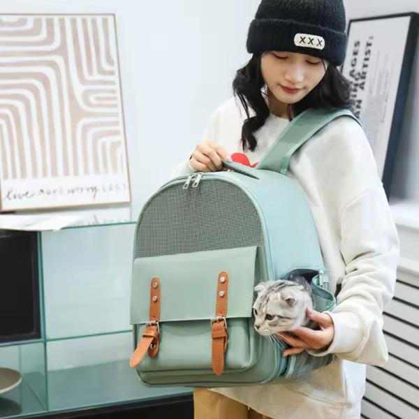 Large Capacity Breathable Pet Backpack Oxford Travel Cat Backpack