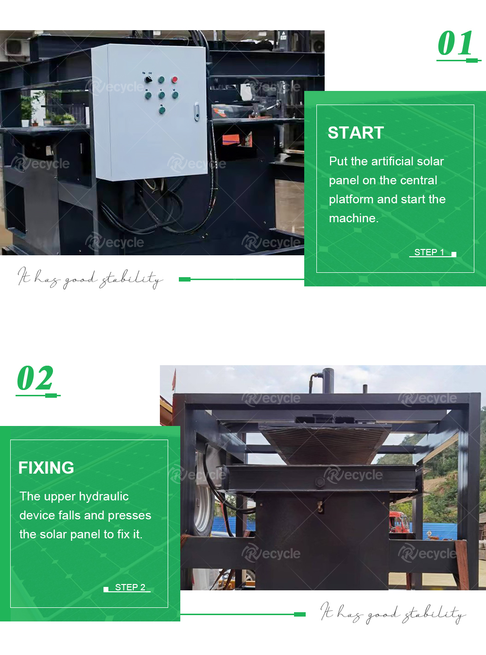 Bifacial Glass Solar Panel Removing Machine for 2000 KG Weight and Aluminum Frame