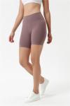 Solid Color 80%Nylon Active Yoga Shorts Women'S Active Shorts With Waist Pocket