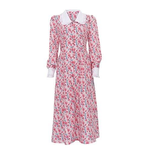 OEM maufactory Print Long Skirt Doll Collars Polyester European American Long