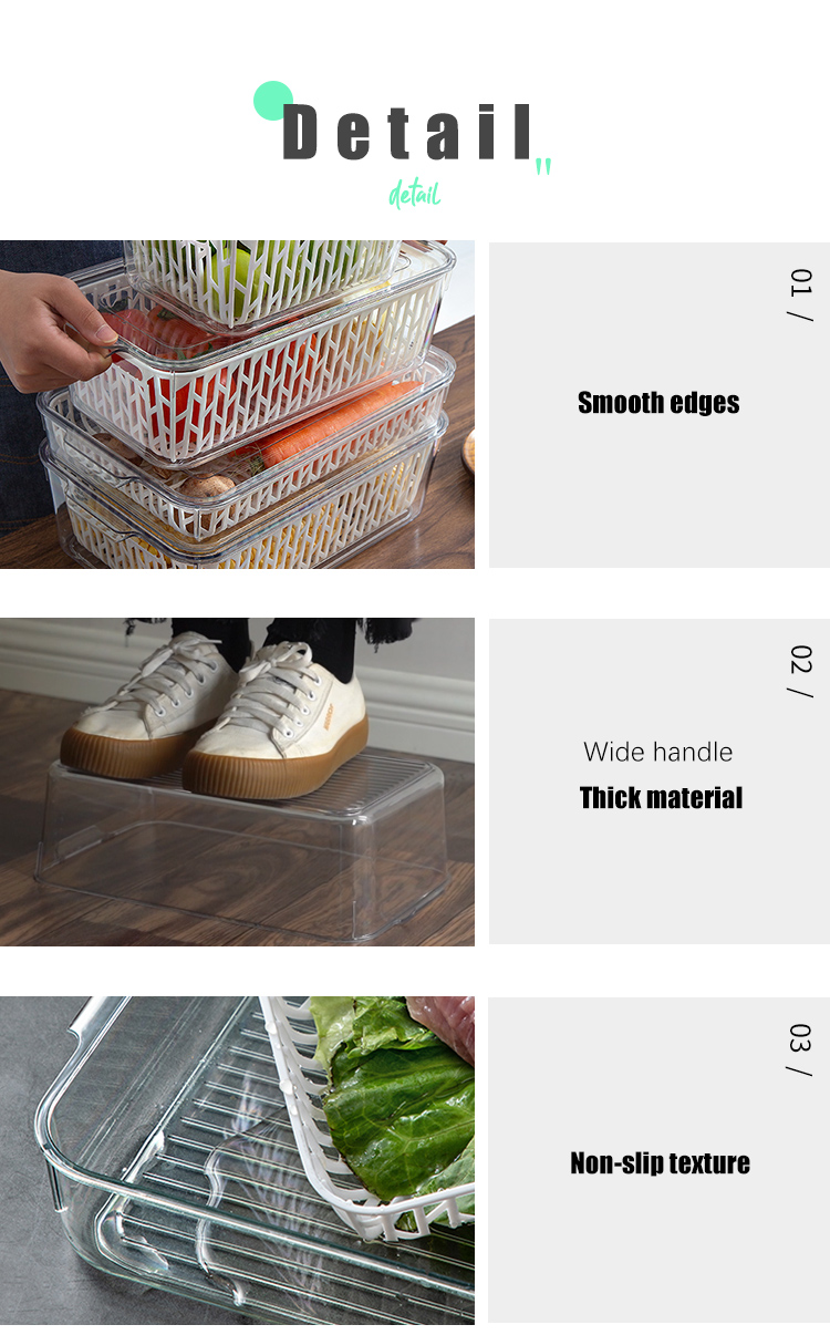 Sterile Fridge Organization Bins PET Plastic Kitchen Organizer