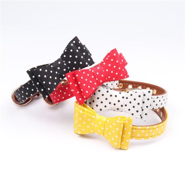 Dots Bowtie Collars Pet Leash Cute Dog Supply