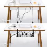 No Drill Cable Management Tray Under Desk for Organizing Cords in Living Room