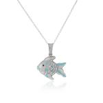 925 Sterling Silver 3D Enamel Dolphin Charm Pendant Necklace