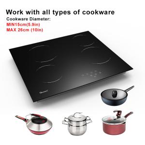 Wholesale Glass Ceramic Electric Hob Burner 60 Cm Built-In Black Glass Stove With 4 Cooking Zones from china suppliers