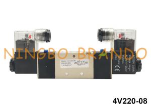 China AirTAC Type 5/2 Way 1/4'' Double Coil Pneumatic Solenoid Valve 24VDC 220VAC 4V220-08 on sale