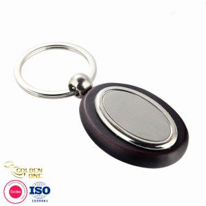 Wholesale Hot Sale Custom design customized laser logo keyring promotion business gift blank Metal wooden keychains from china suppliers
