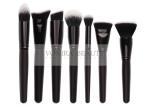 Black White Hair Tip Taklon Synthetic Hair Makeup Brushes With Glossy Black