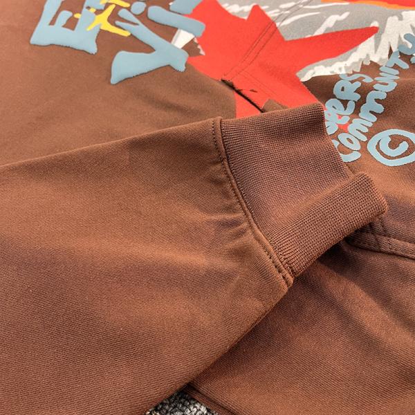 Custom 100% Cotton Brown 3d Puff Printing 500 Gsm Heavyweight Pullover Oversized French Terry Puff Print Hoodie Men