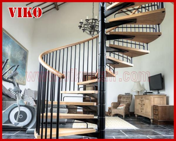 Spiral StaircaseVH20S Baluster Carbon Steel Tread Beech 304 Stainless Steel