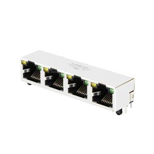 Wholesale LPJE401BGNL 1X4 Port RJ45 Modular Jack Tab Up Yellow/Green LED Without Integrated Magnetics from china suppliers