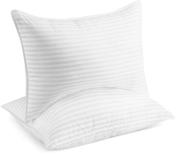 Soft 100% Cotton Pillow Satin Stripe Luxuriously Soft Thread Count White
