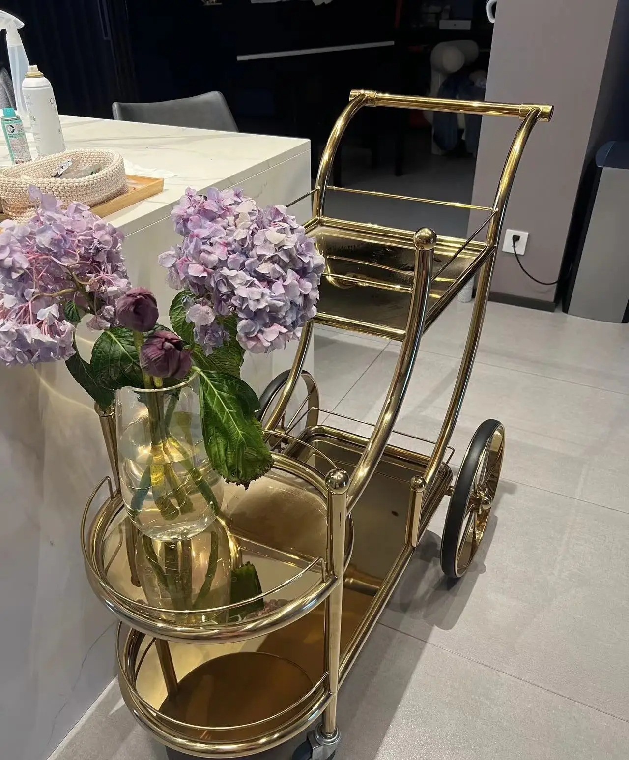 Commercial Bar Trolley Hotel Restaurant Furniture Metal Venue Mobile Delivery Trolley