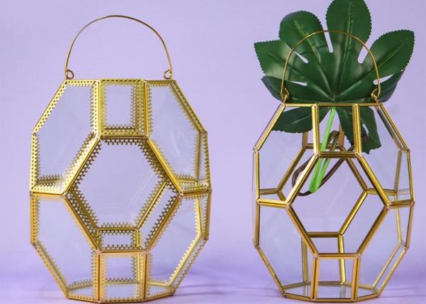 Retro polygon glass artifact wind lamp courtyard household candle holder Nordic