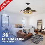 Rope Cage Hidden Blade Ceiling Fan Light With Remote Control Dc Motor