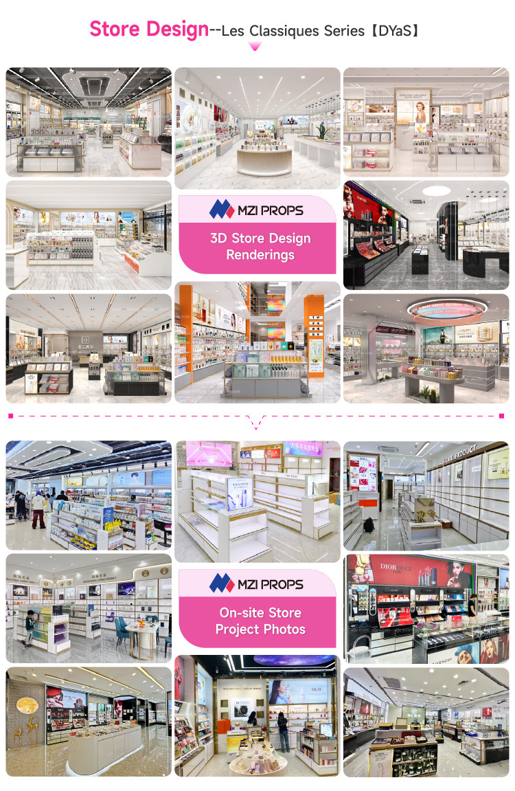 Cosmetic Store Fixtures Premium Promotion Stand with Lightbox for Skincare Shop Display and Makeup Store Design