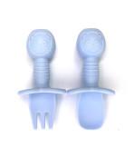 Wholesale Mushie Folding Baby Forks Spoons Utensils Nonslip Blue Brown Silicone Red With Size Is 9.5x9.5x4 Cm And Weight Is 48Gram from china suppliers