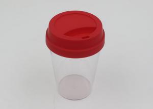 China Reusable Single Wall Clear Plastic Coffee Cups With Lids / Plastic Travel Coffee Mugs on sale