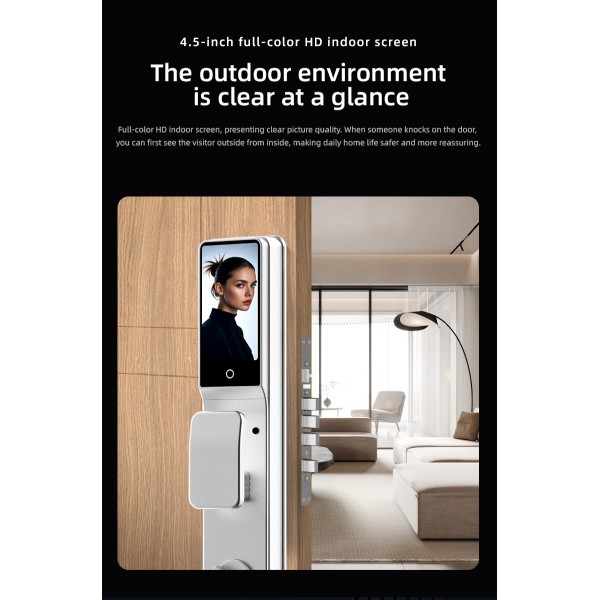 Yagu Tuya Waterproof Outdoor Smart Lock with Camera Intercom 3D Face Recognition Biometric Fingerprint Remote Access Smart Lock