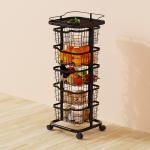 3 4 5 Tiers Adjustable Rotating Storage Trolley Cart for Kitchen Bathroom