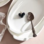 10" Cream White Porcelain Appetizer Plates Shabby Chic Savall Porcelain Oval