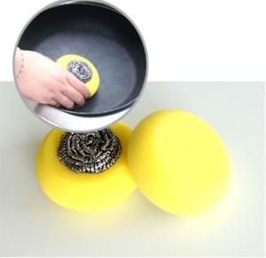 Wholesale Soft Kitchen Sponge Scrubber With Stainless Steel Scourer ISO9001 Certification from china suppliers