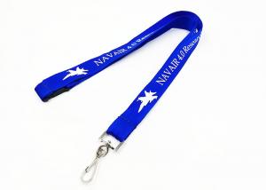 Wholesale Blue Silkscreen Printing Imprinted Nylon Lanyards ID Card Lanyard With Swivel J - Hook from china suppliers