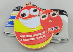 Wholesale Egg Hunt Triathlon Ribbon Medals , 3.0mm Copper Plating With Full Color Ribbon from china suppliers
