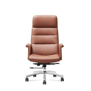 Wholesale Factory supply office furniture leather office chair with aluminum alloy flat feet ergonomic office chair for workplace from china suppliers