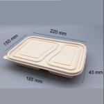2 Position Biodegradable Disposable Corn Starch Lunch Box For Rice Vegetable
