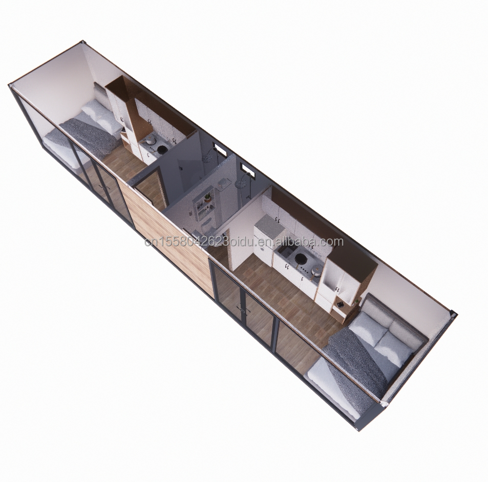 EU 40ft Prefabricated Living Room Container Room with Aluminum Alloy Windows and Galvanized Steel Square Tubes